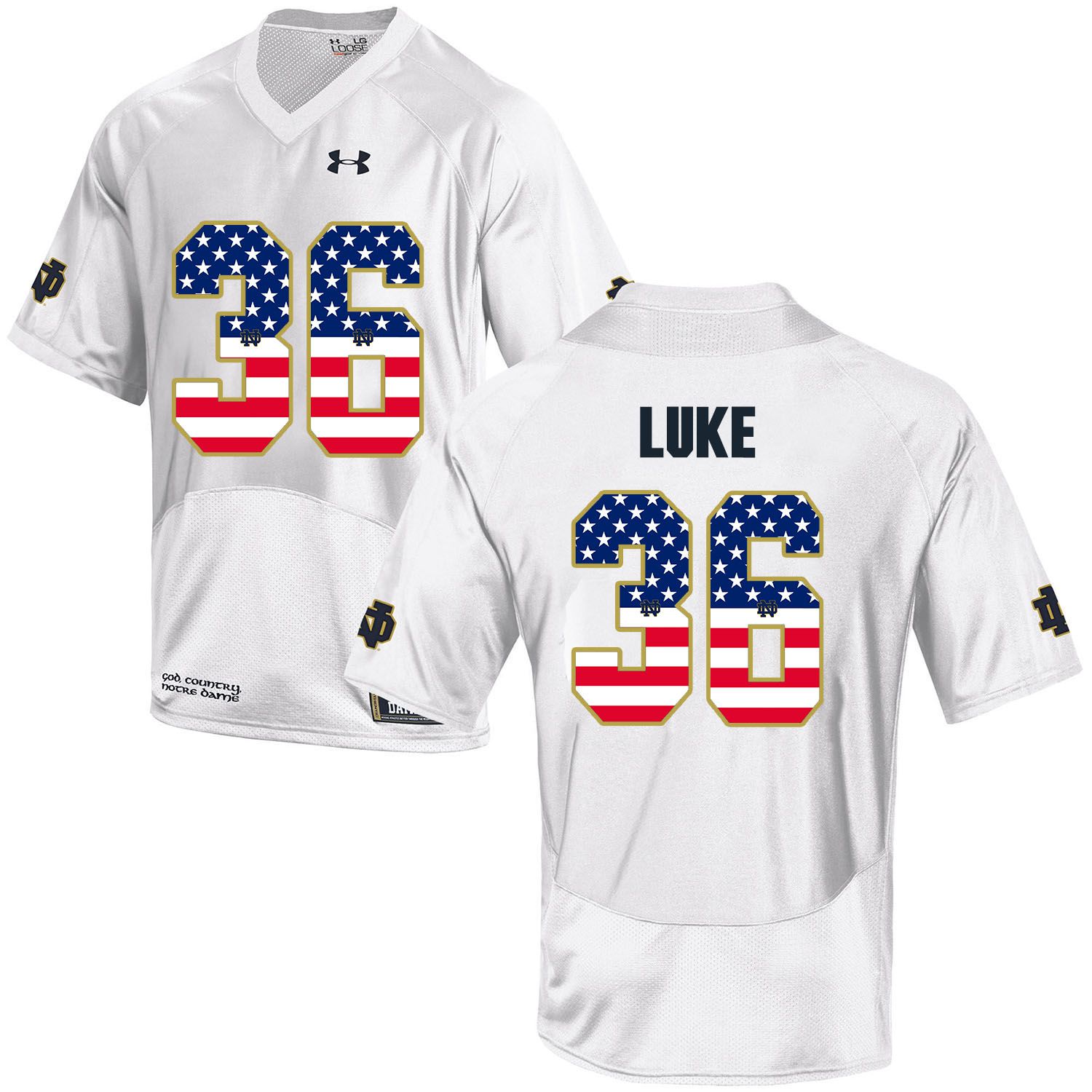 Men Norte Dame Fighting Irish #36 Luke White Flag Customized NCAA Jerseys